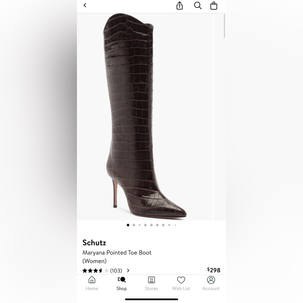 SCHUTZ Dark Brown Croc-Embossed Heeled Boots